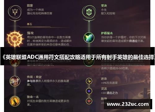 《英雄联盟ADC通用符文搭配攻略适用于所有射手英雄的最佳选择》